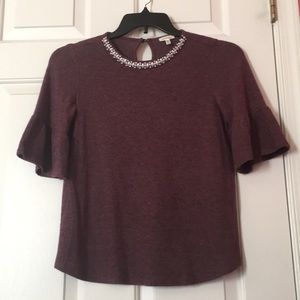 Plum Bell-Sleeve Sweater